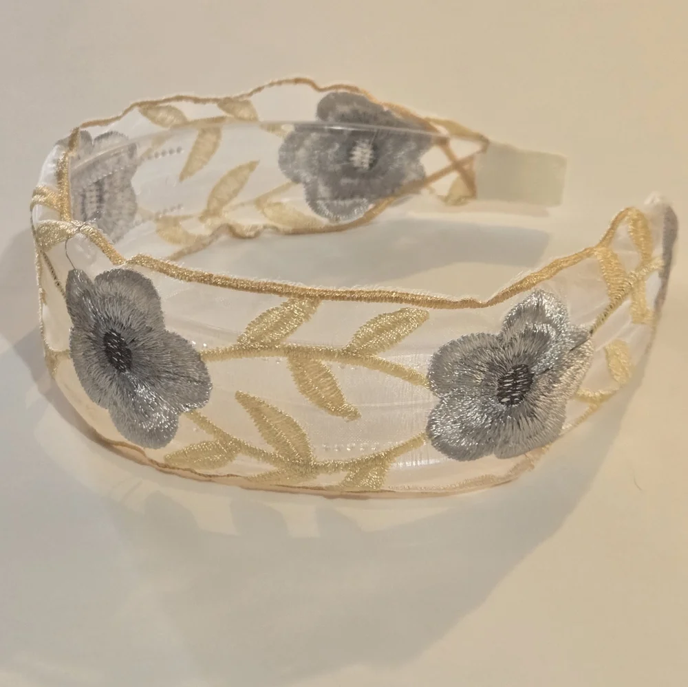 Elegant Floral Embroidered Headband